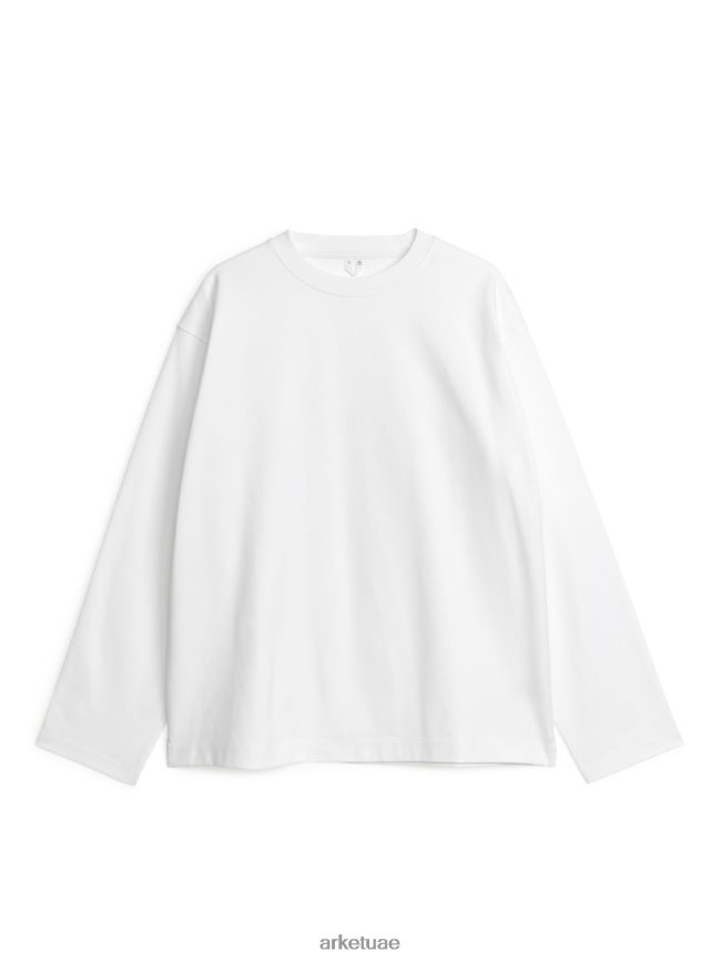 ملابس عبد اللطيف ARKET نحيف تي شيرت مريح بأكمام طويلة أبيض BXB8481035