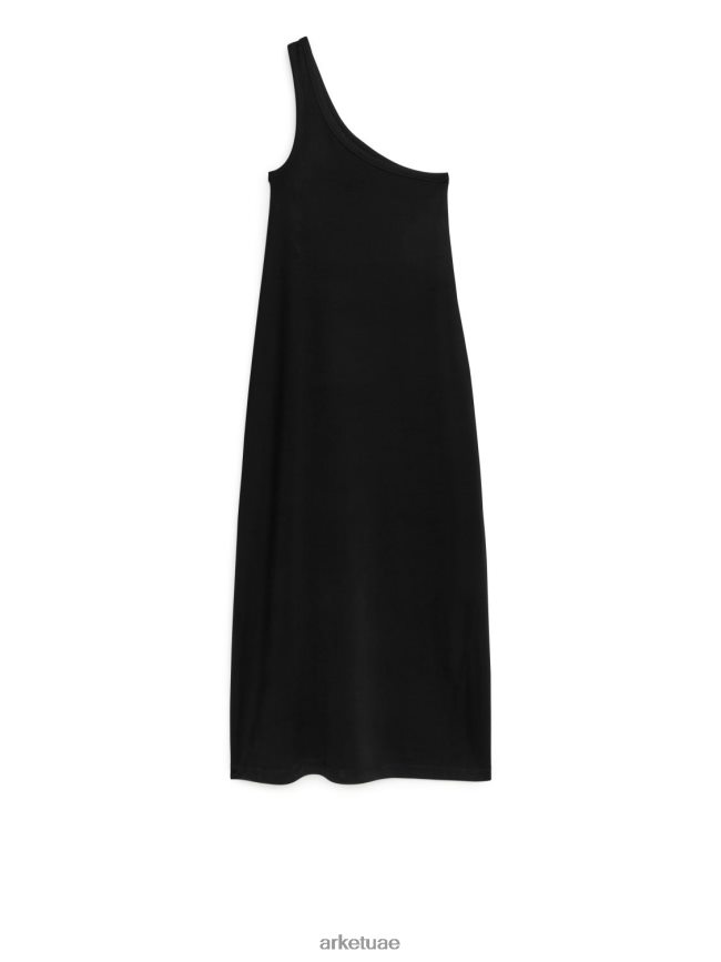 ملابس عبد اللطيف ARKET نحيف فستان جيرسيه بكتف واحد أسود BXB848111