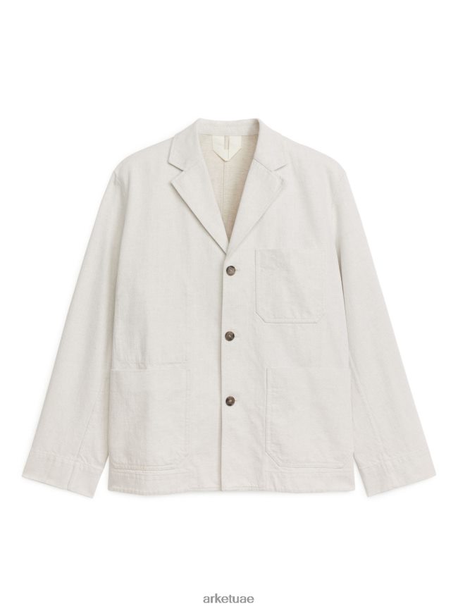 ملابس عبد اللطيف ARKET رجال سترة مريحة من القطن والكتان أبيض مصفر BXB8481154