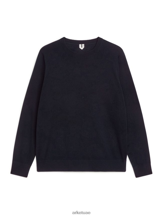 ملابس عبد اللطيف ARKET رجال سترة ميرينو متماسكة بشكل جيد أزرق غامق BXB8481195