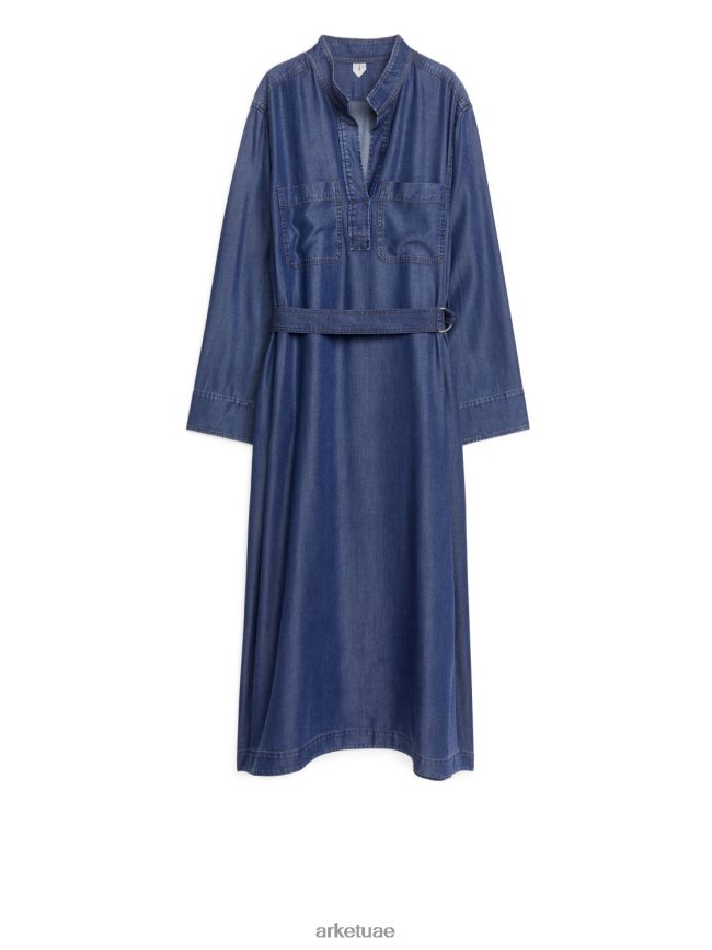 ملابس عبد اللطيف ARKET نحيف فستان جينز بحزام أزرق BXB848124