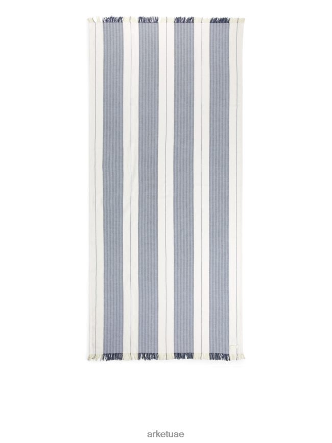 أدوات منزلية عبد اللطيف ARKET للجنسين بطانية الشاطئ القطنية ابيض ازرق BXB8481357