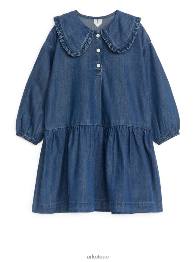 ملابس عبد اللطيف ARKET أطفال فستان الفانيلا المكشكش أزرق BXB8481373