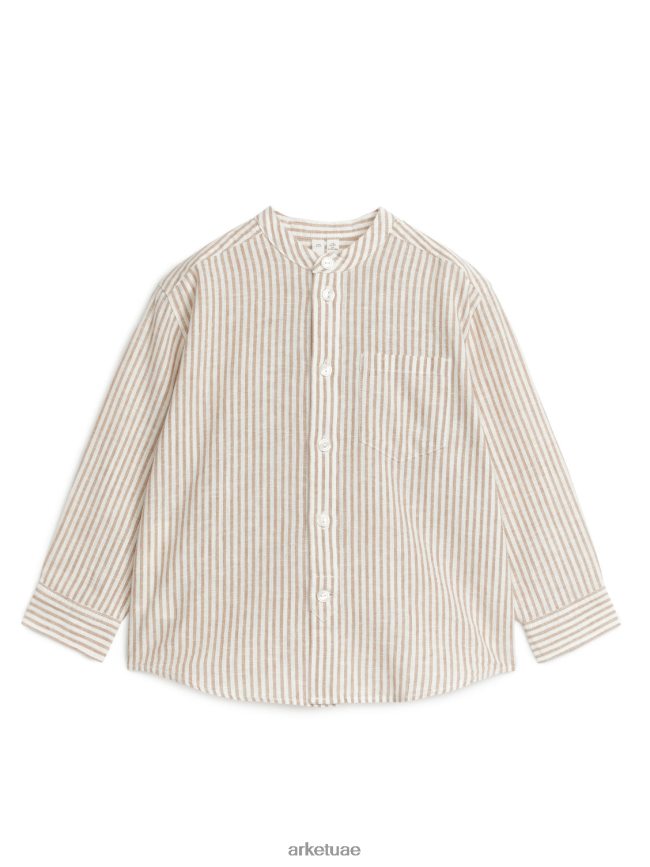 ملابس عبد اللطيف ARKET أطفال قميص هينلي الكتان بيج/أوف وايت BXB8481473