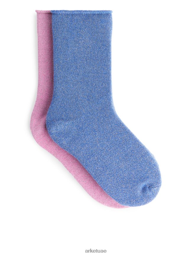 ملابس عبد اللطيف ARKET أطفال جوارب لامعة، زوجان أزرق زهري BXB8481593