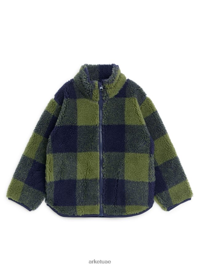 ملابس عبد اللطيف ARKET أطفال سترة كومة كاروهات كاكي/أزرق BXB8481680