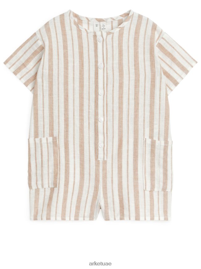 ملابس عبد اللطيف ARKET أطفال رومبير الكتان بيج/خطوط BXB8481700