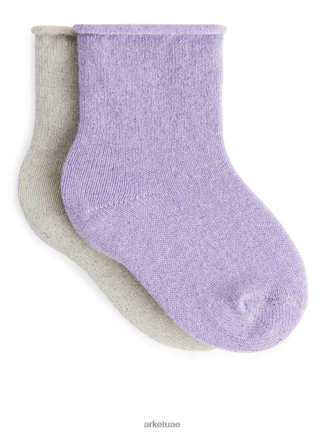 ملابس عبد اللطيف ARKET أطفال جوارب أطفال لامعة، زوجان أرجواني/فضي BXB8481780