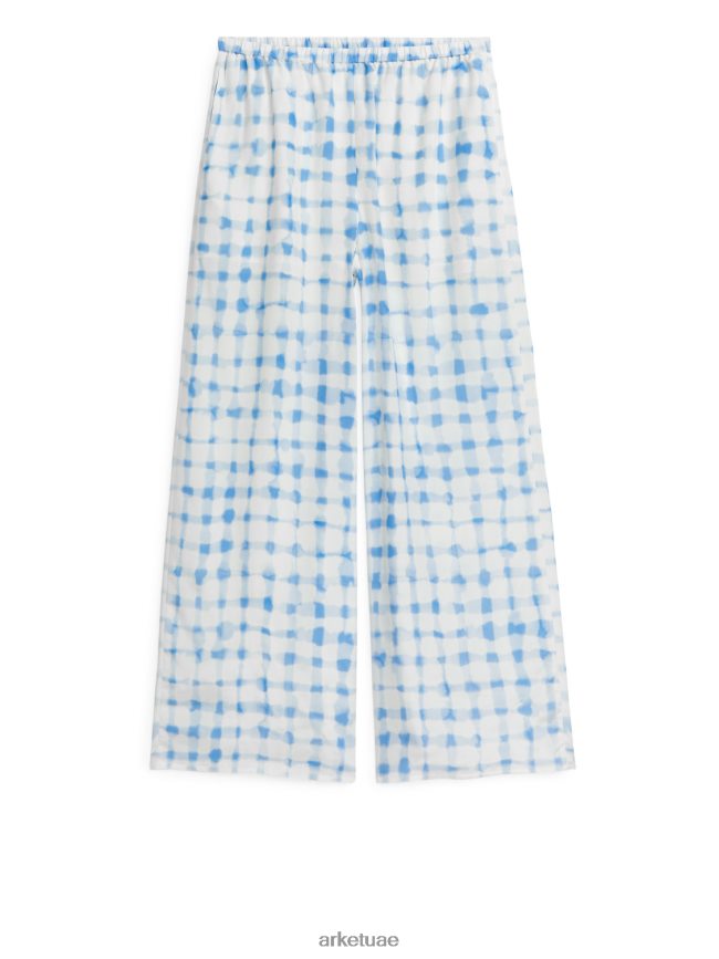 ملابس عبد اللطيف ARKET نحيف بنطال واسع من الساتان ابيض ازرق BXB848181