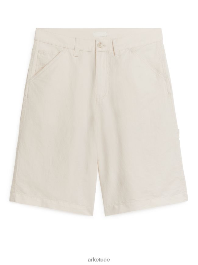 ملابس عبد اللطيف ARKET نحيف السراويل القطنية الكتانية قبالة الأبيض BXB848188