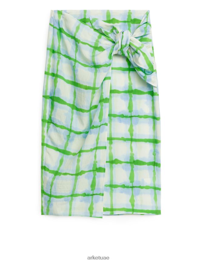 ملابس عبد اللطيف ARKET نحيف طباعة تنورة ملفوفة أبيض / أخضر / أزرق BXB848254