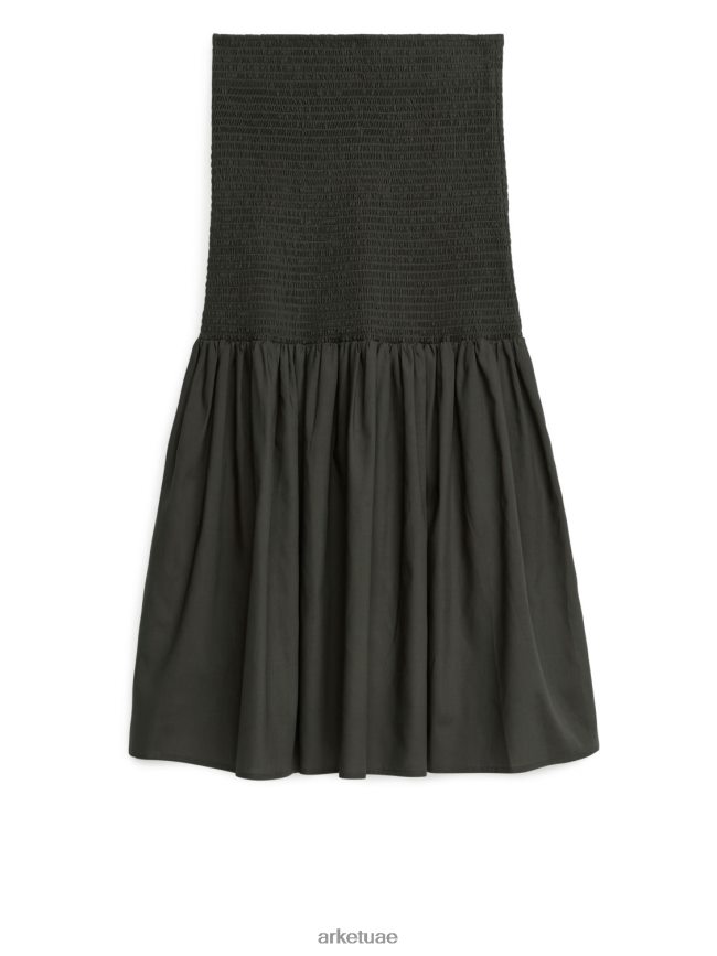 ملابس عبد اللطيف ARKET نحيف تنورة سموك من مزيج اللايوسل الرمادي الداكن BXB848255