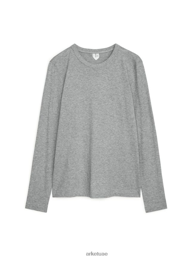 ملابس عبد اللطيف ARKET نحيف تي شيرت بأكمام طويلة مزيج الرمادي BXB848281