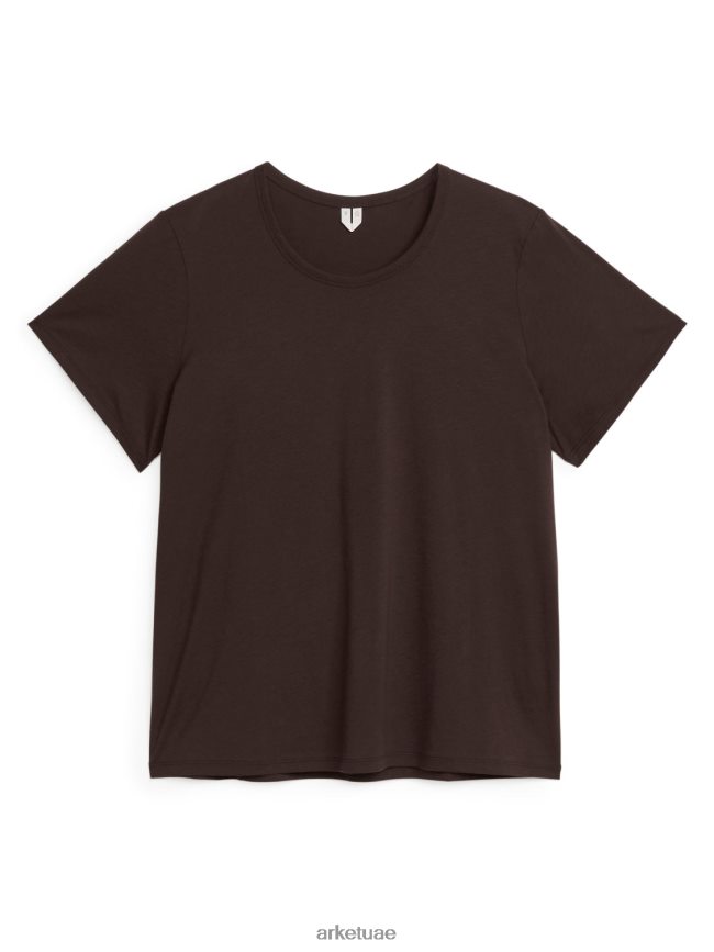 ملابس عبد اللطيف ARKET نحيف تي شيرت قطن خفيف الوزن بني غامق BXB848295