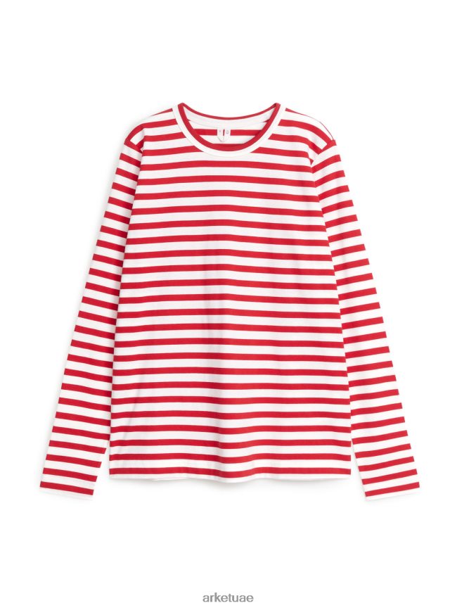 ملابس عبد اللطيف ARKET نحيف تي شيرت بأكمام طويلة احمر ابيض BXB848336