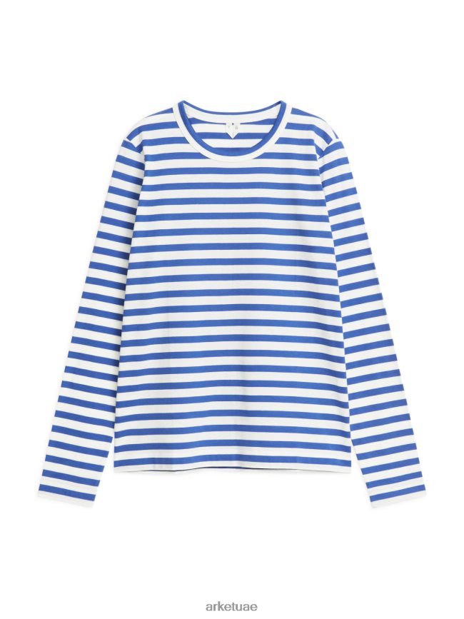 ملابس عبد اللطيف ARKET نحيف تي شيرت بأكمام طويلة أزرق أبيض BXB848349