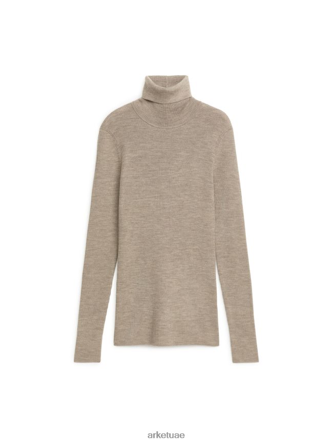 ملابس عبد اللطيف ARKET نحيف رقبة دائرية من صوف ميرينو مزيج البيج BXB848350