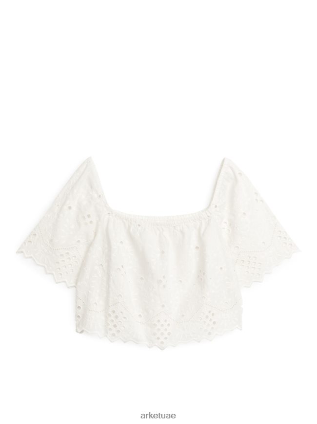 ملابس عبد اللطيف ARKET نحيف قمة مطرزة أبيض BXB84837