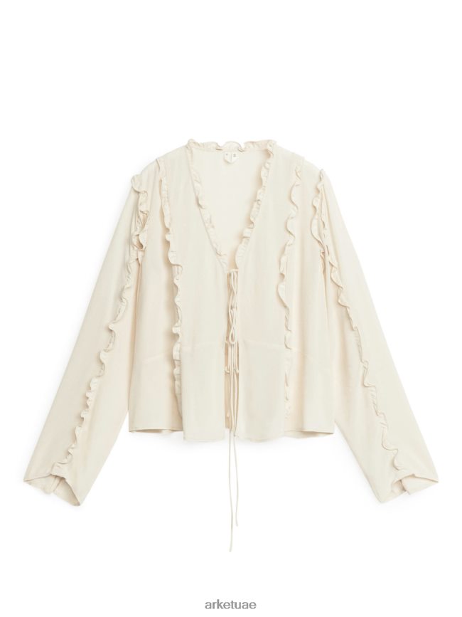 ملابس عبد اللطيف ARKET نحيف بلوزة مكشكشة قبالة الأبيض BXB8484