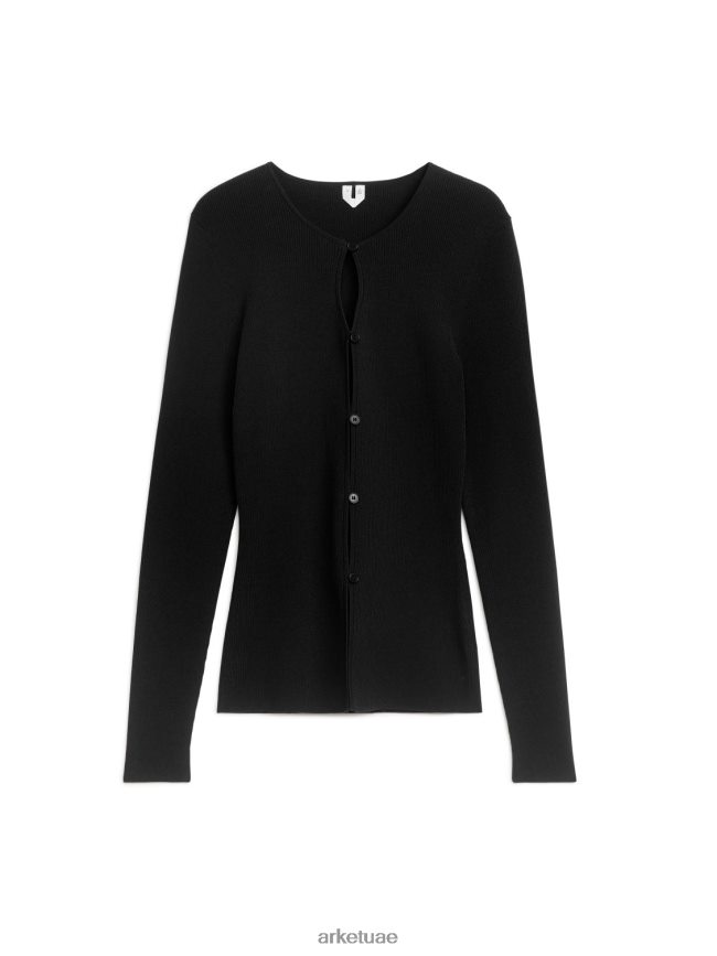 ملابس عبد اللطيف ARKET نحيف سترة مضلعة ضيقة أسود BXB848402