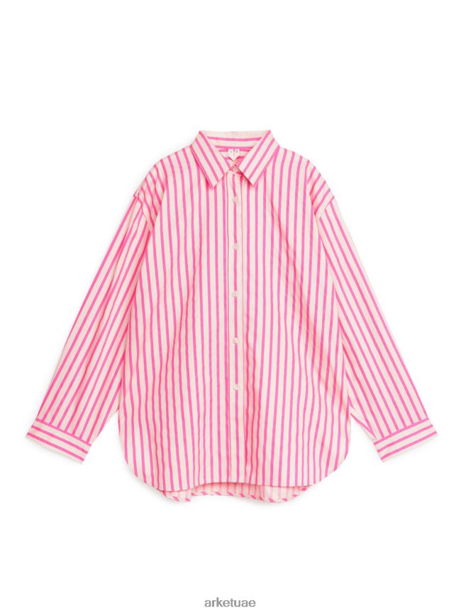 ملابس عبد اللطيف ARKET نحيف قميص بوبلين مريح وردي/أبيض BXB84851