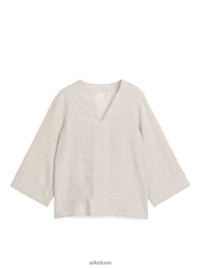 ملابس عبد اللطيف ARKET نحيف قميص كتان منبثق اللون البيج BXB84863