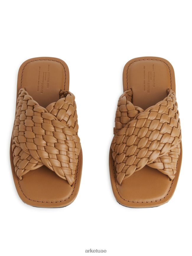 أحذية عبد اللطيف ARKET نحيف شرائح جلدية منسوجة بني BXB848640