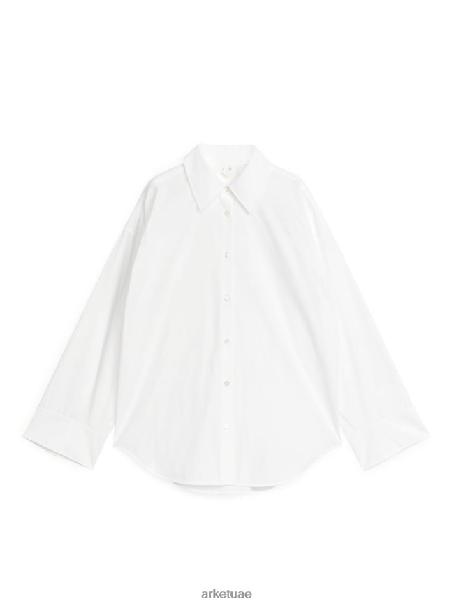 ملابس عبد اللطيف ARKET نحيف قميص بوبلين مريح أبيض BXB84865