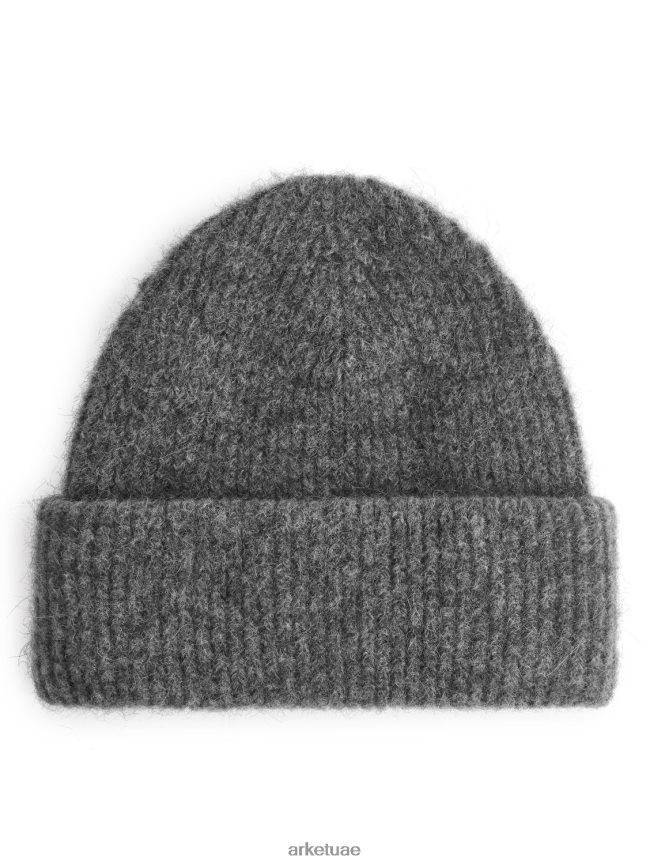 مُكَمِّلات عبد اللطيف ARKET نحيف قبعة صغيرة من الألبكة ميرينو مزدوجة الطي الرمادي الداكن BXB848901