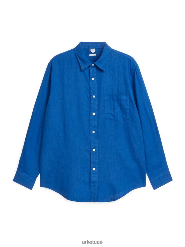 ملابس عبد اللطيف ARKET رجال قميص كتان بقصة مريحة أزرق BXB848939