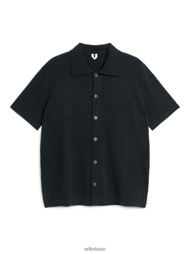 ملابس عبد اللطيف ARKET رجال قميص متماسكة قصيرة الأكمام أسود BXB848949