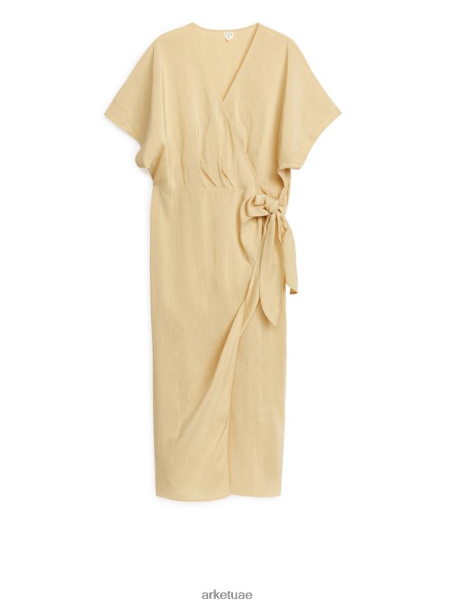 ملابس عبد اللطيف ARKET نحيف فستان من الكتان اللون البيج BXB84897