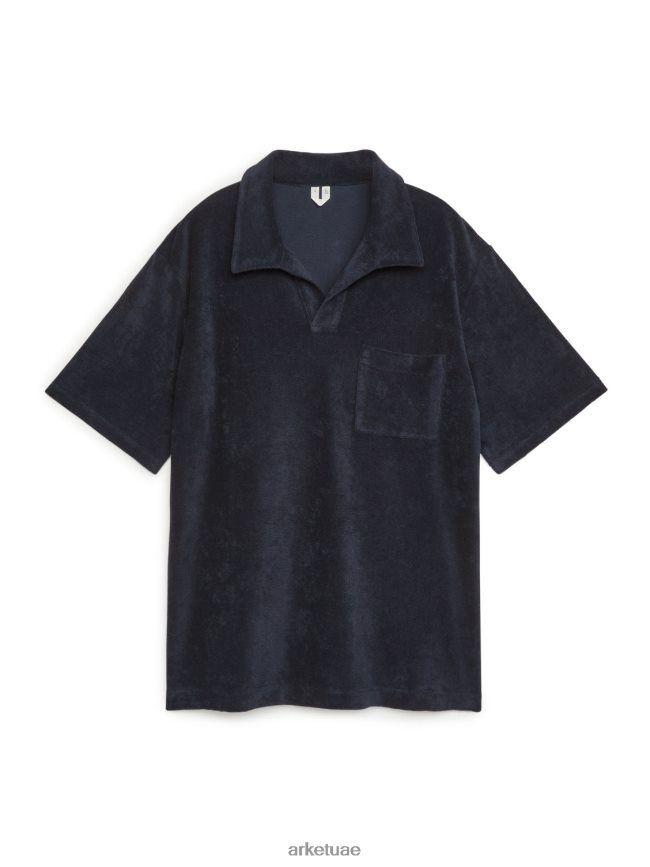 ملابس عبد اللطيف ARKET رجال قميص بولو قطني أزرق غامق BXB848981