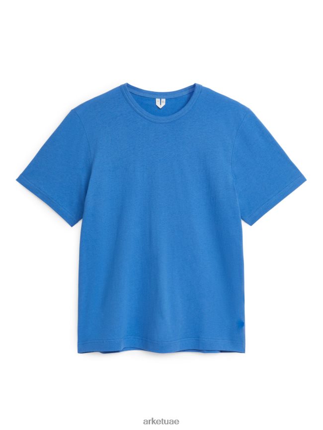ملابس عبد اللطيف ARKET نحيف تي شيرت من مزيج الكتان أزرق BXB848985