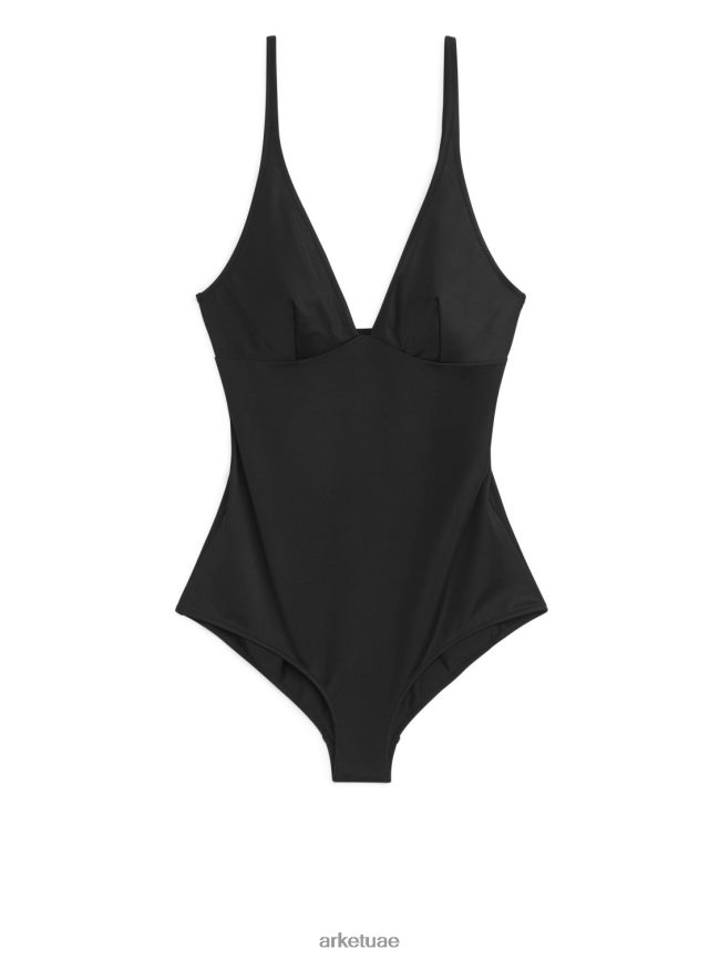ملابس عبد اللطيف ARKET نحيف ملابس السباحة على شكل حرف V أسود BXB848592