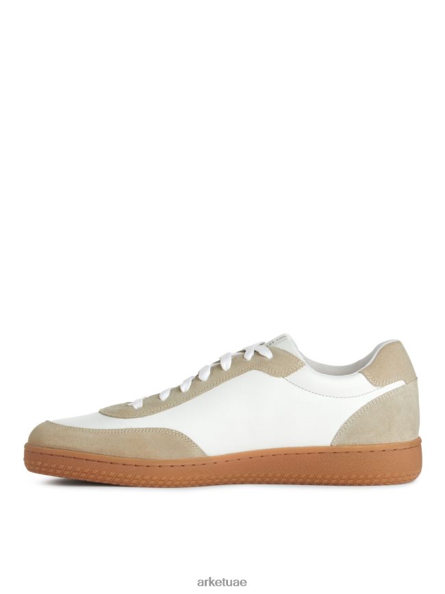 أحذية عبد اللطيف ARKET رجال مدربين جلد أبيض/بيج BXB8481254