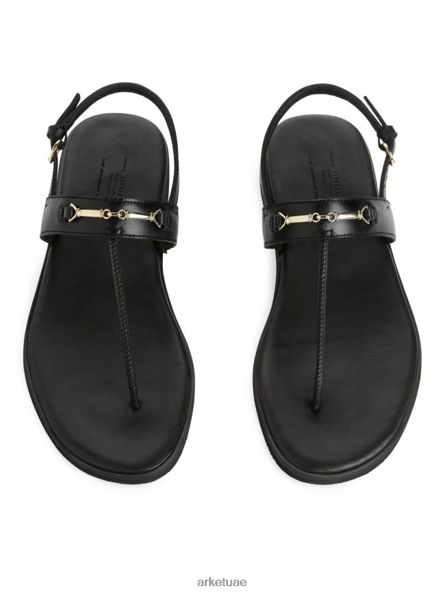 أحذية عبد اللطيف ARKET نحيف الصنادل الجلدية ثونغ أسود BXB848707