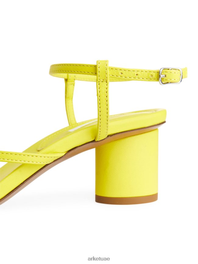 أحذية عبد اللطيف ARKET نحيف الصنادل الجلدية ذات الكعب العالي نيون أصفر BXB848695