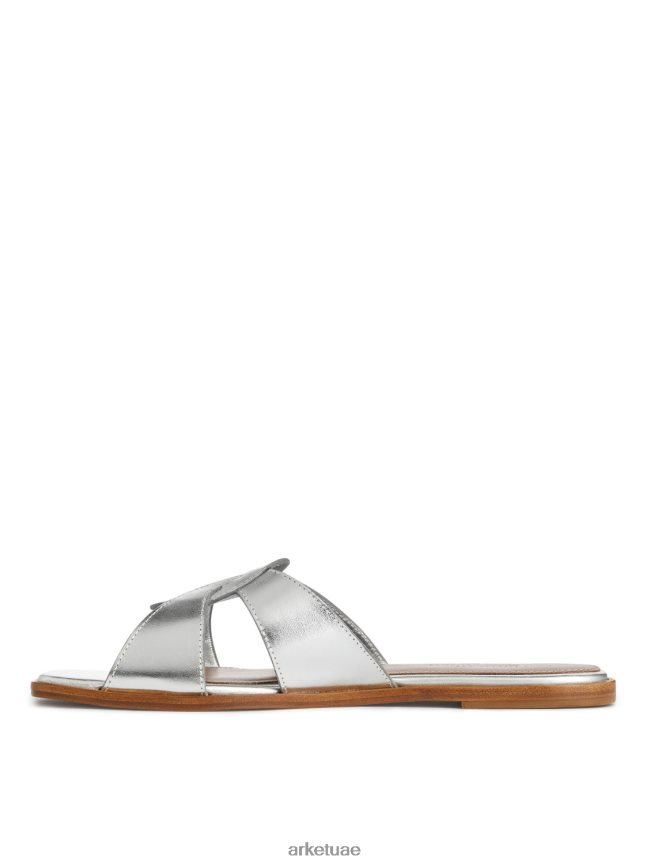 أحذية عبد اللطيف ARKET نحيف زلات جلدية مسطحة فضة BXB848702