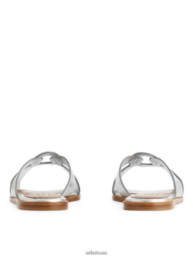 أحذية عبد اللطيف ARKET نحيف زلات جلدية مسطحة فضة BXB848702