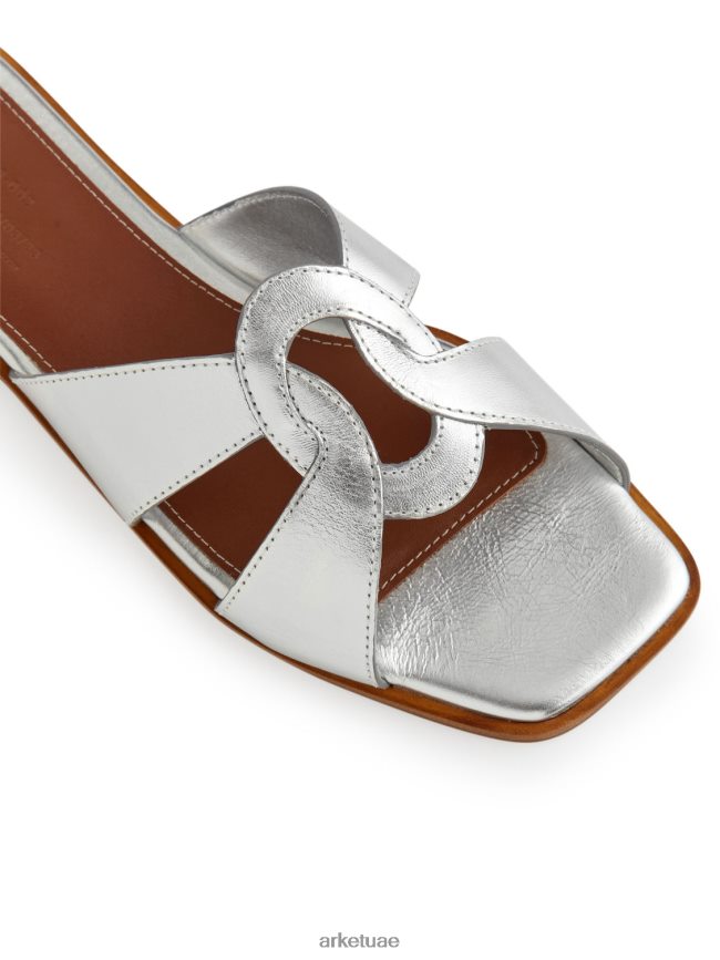 أحذية عبد اللطيف ARKET نحيف زلات جلدية مسطحة فضة BXB848702