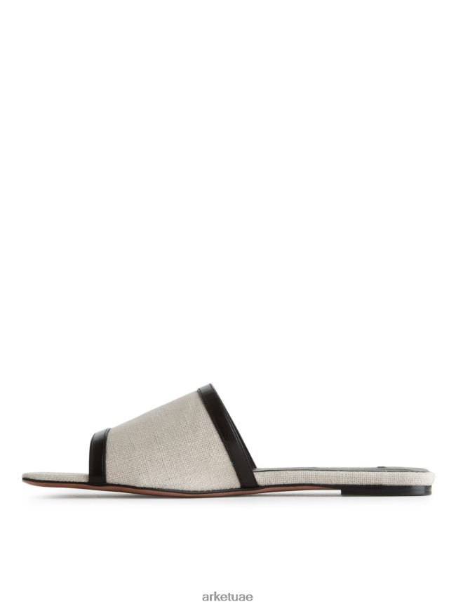 أحذية عبد اللطيف ARKET نحيف شرائح الكتان بيج فاتح/أبيض BXB848712