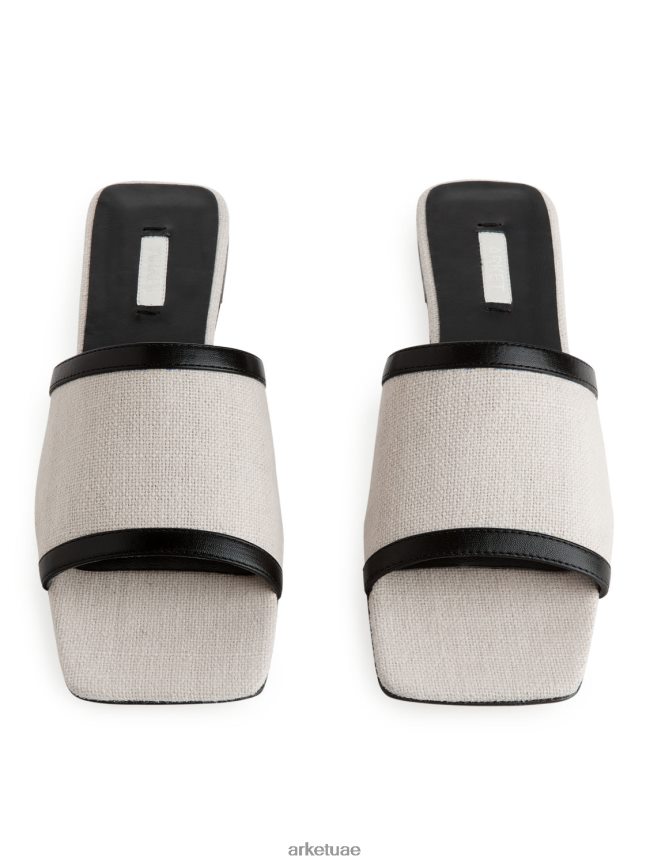 أحذية عبد اللطيف ARKET نحيف شرائح الكتان بيج فاتح/أبيض BXB848712