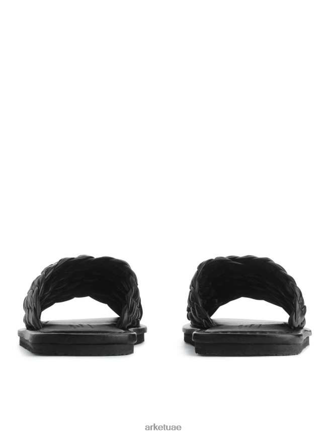 أحذية عبد اللطيف ARKET نحيف شرائح جلدية منسوجة أسود BXB848642