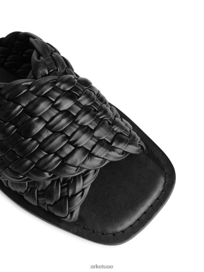 أحذية عبد اللطيف ARKET نحيف شرائح جلدية منسوجة أسود BXB848642
