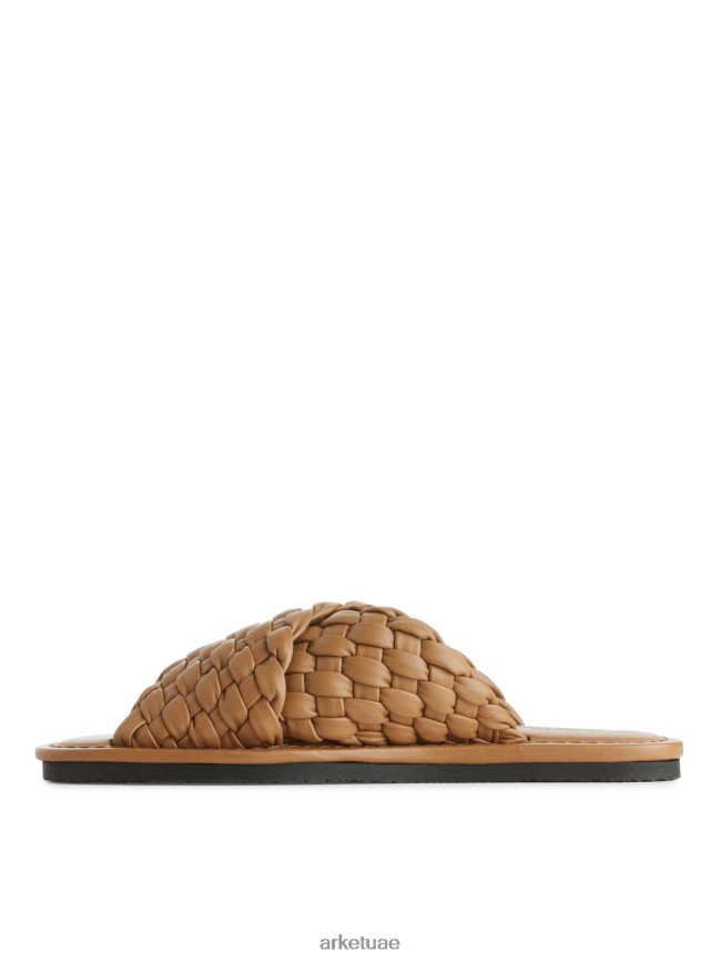 أحذية عبد اللطيف ARKET نحيف شرائح جلدية منسوجة بني BXB848640
