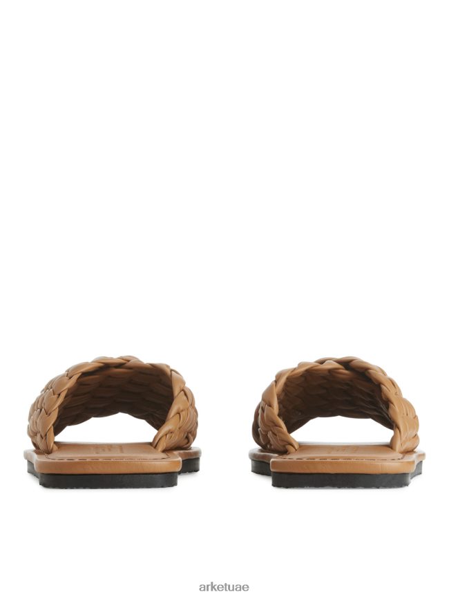 أحذية عبد اللطيف ARKET نحيف شرائح جلدية منسوجة بني BXB848640