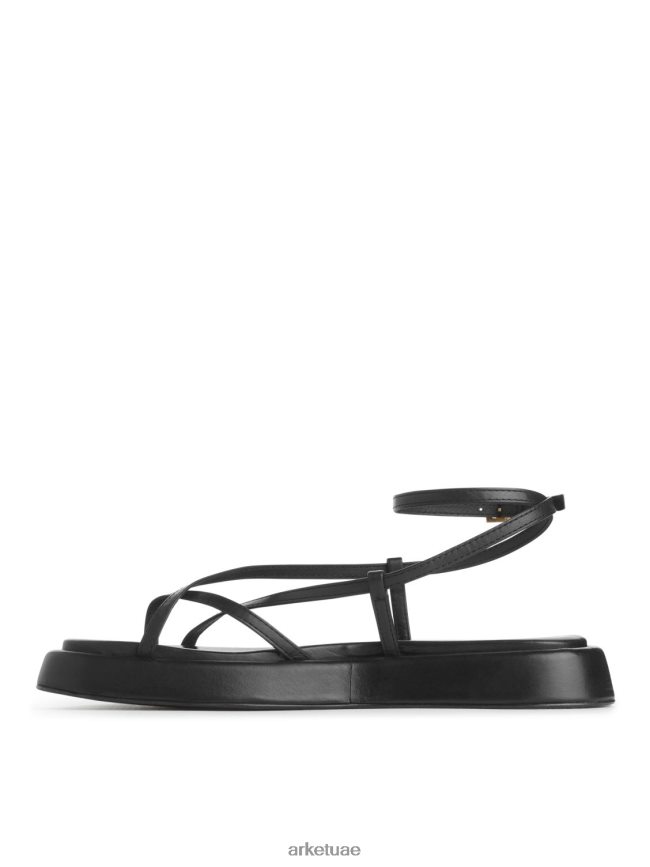 أحذية عبد اللطيف ARKET نحيف صندل بحزام جلدي أسود BXB848628