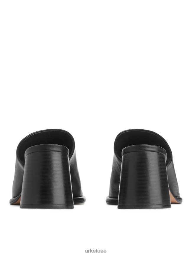 أحذية عبد اللطيف ARKET نحيف صندل جلدي بكعب واسع أسود BXB848692