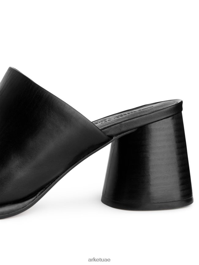 أحذية عبد اللطيف ARKET نحيف صندل جلدي بكعب واسع أسود BXB848692